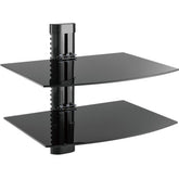 Lexman Dual-Layer DVD Shelf with Tempered Glass 36cm x 25cm x 5cm